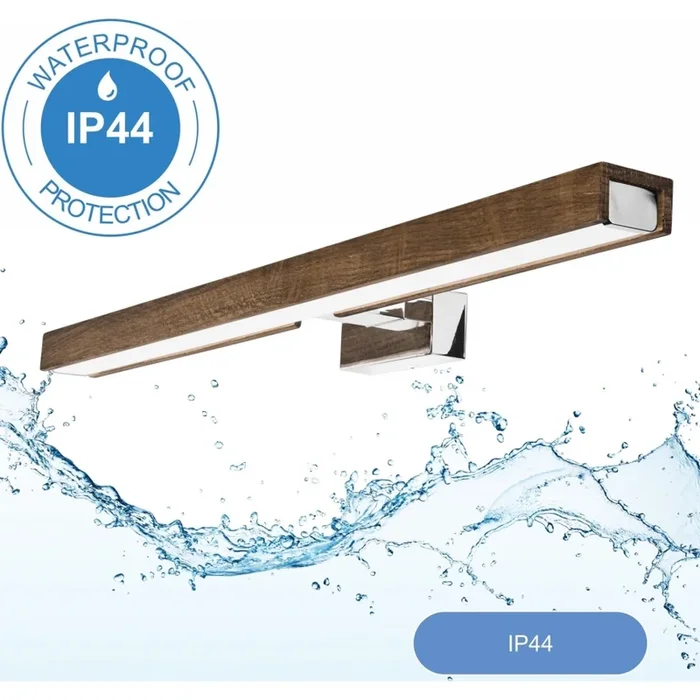 Brilagi – Iluminación LED para espejos de baño WOODY MIRROR LED/12W/230V 60 cm IP44 roble nogal/cromo brillante