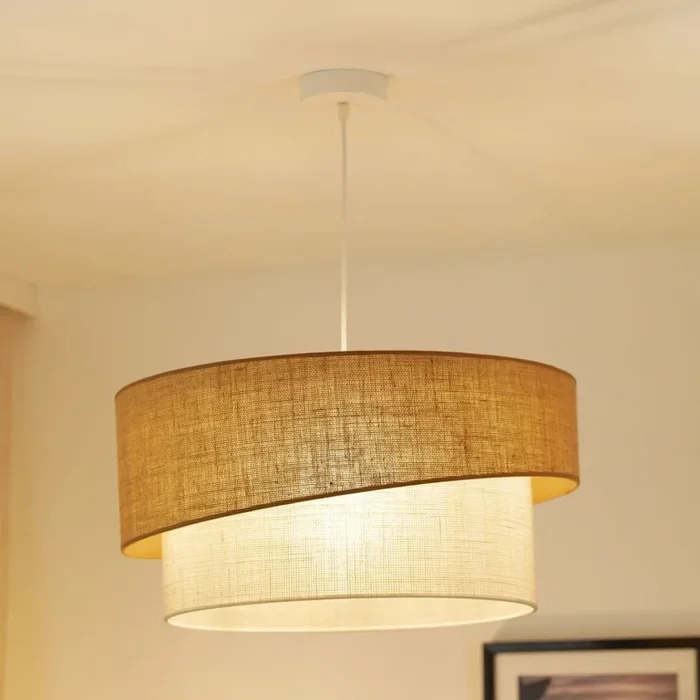 Brilagi – Lámpara colgante con cable SHINE 1xE27/15W/230V Ø 50 cm beige/crema