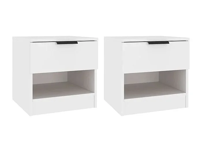 Brøndby Mesitas de noche 2 uds madera contrachapada color blanco