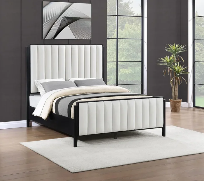 Brookmead Black 60-inch Upholstered Eastern King Bed