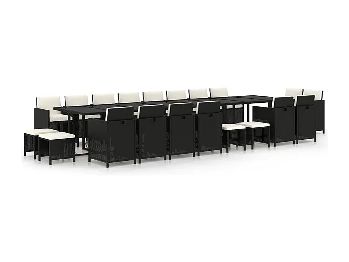 Browns Mills Set de comedor jardín 21 pzas con cojines ratán sintético negro