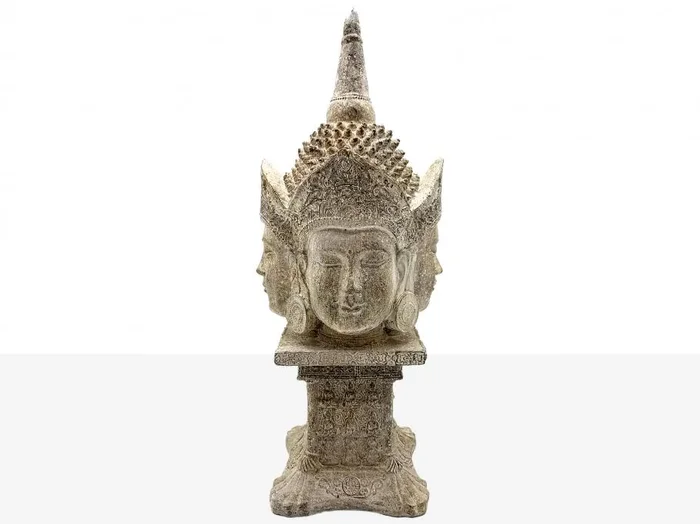 Buda 4 Caras En Columna Resina Champange