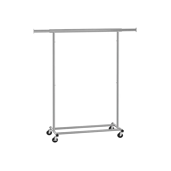 Burro Ropa con Ruedas Perchero Burro Extensible Portátil Plata-SONGMICS