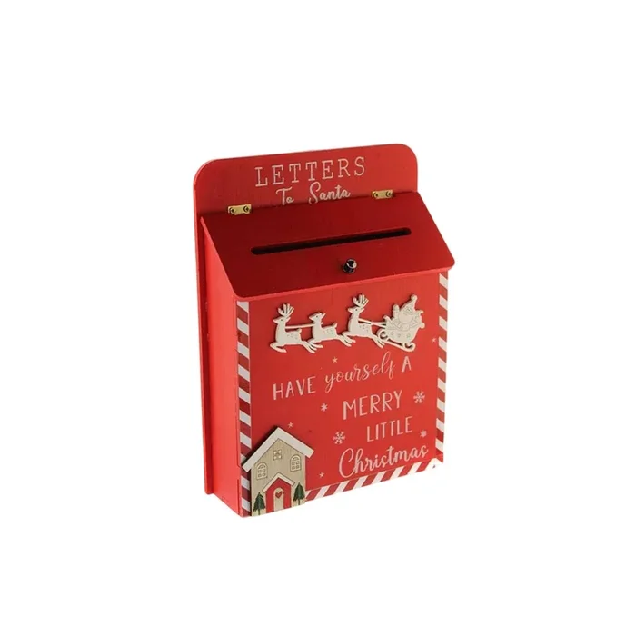Buzón decorativo Navideño en color rojo 18×5,5x24cm