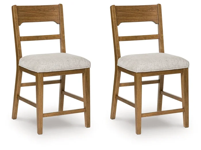 Cabalynn Oatmeal/Light Brown Counter Height Barstool, Set of 2