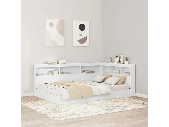 Cabecera de almacenamiento Blanco 120 cm Madera contrachapada