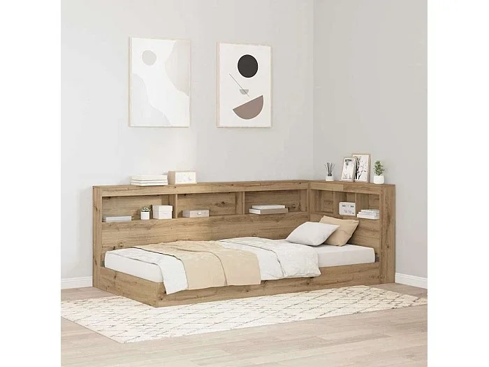 Cabecera de almacenamiento con estante Roble artisan 90 cm