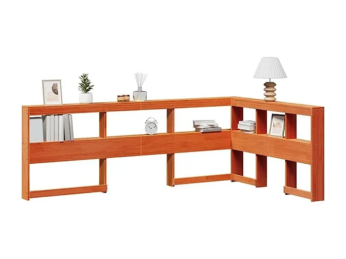 Cabecero cama estantería forma L marrón encerado 120 cm