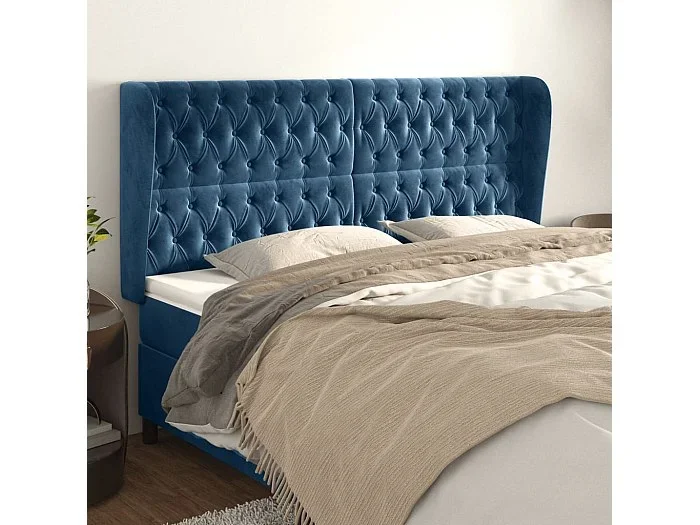 Cabecero con alas Azul oscuro 183x23x118/128 cm Terciopelo