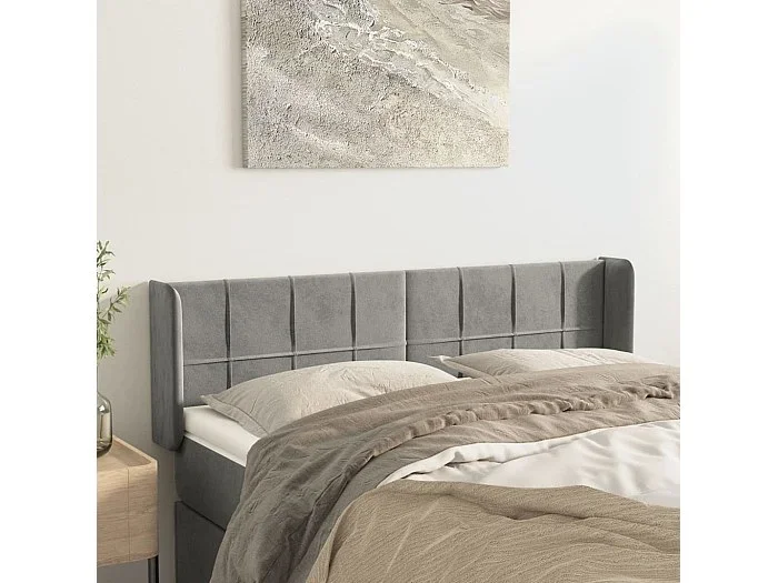 Cabecero con alas Gris claro 147x16x78/88 cm Terciopelo