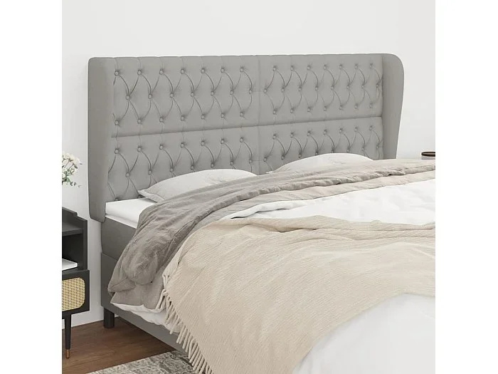 Cabecero con alas Gris claro 183x23x118/128 cm Tela