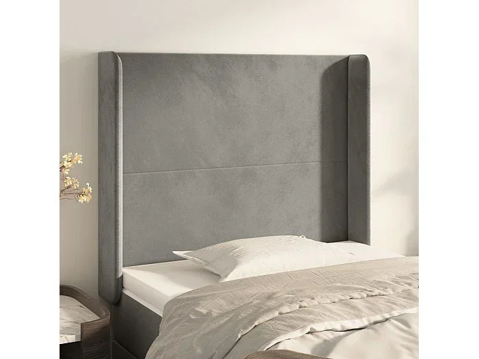 Cabecero con alas Gris claro 93x16x118/128 cm Terciopelo