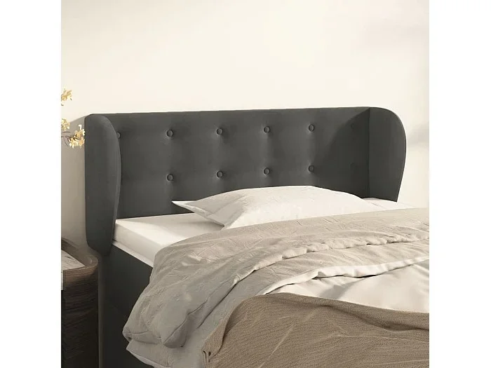 Cabecero con alas Gris oscuro 103x23x78/88 cm Terciopelo