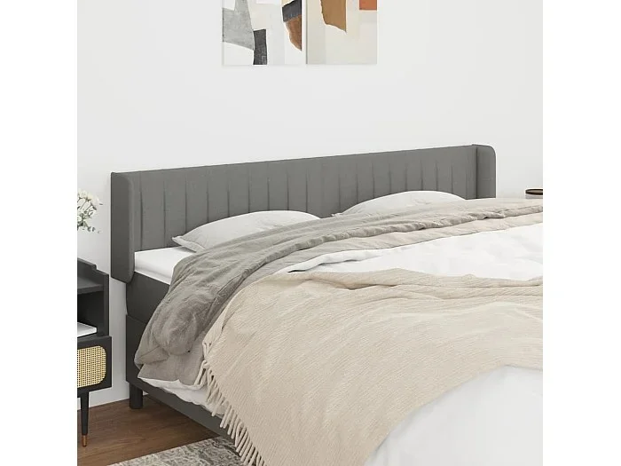 Cabecero con alas Gris oscuro 183x16x78/88 cm Tela