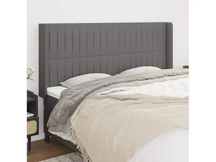 Cabecero con alas Gris oscuro 203x16x118/128 cm Tela
