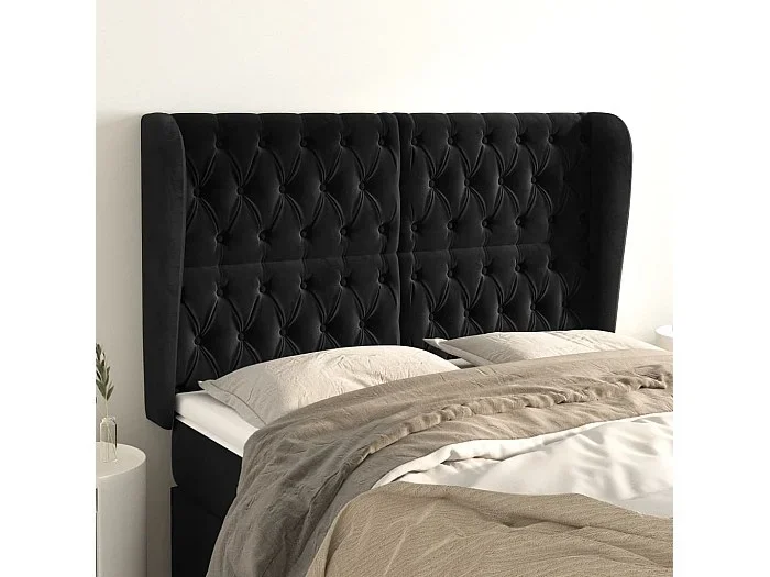 Cabecero con alas Negro 147x23x118/128 cm Terciopelo