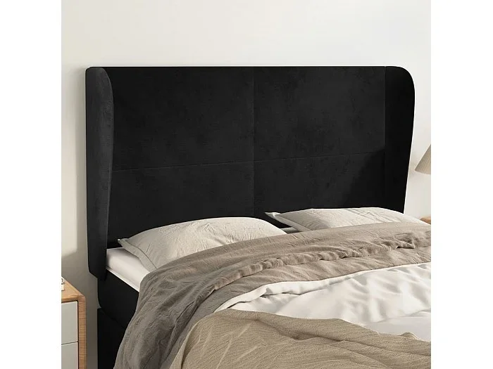 Cabecero con alas Negro 147x23x118/128 cm Terciopelo