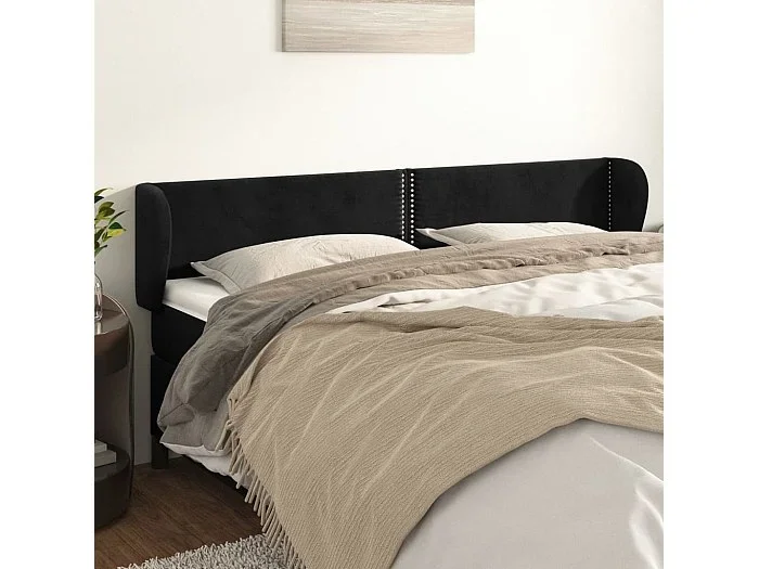 Cabecero con alas Negro 183x23x78/88 cm Terciopelo