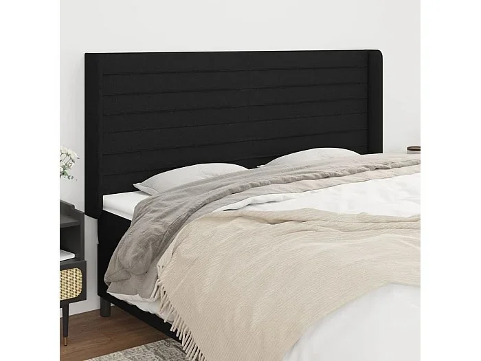 Cabecero con alas Negro 203x16x118/128 cm Tela