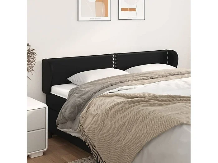 Cabecero con alas Negro 203x23x78/88 cm Piel sintética