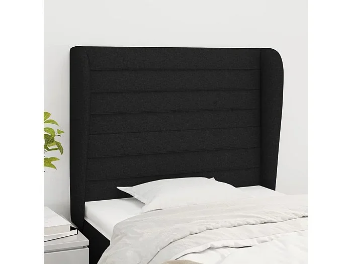 Cabecero con alas Negro 93x23x118/128 cm Tela