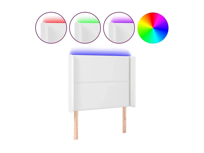 Cabecero con LED cuero sintético blanco 103x16x118/128 cm ES87424