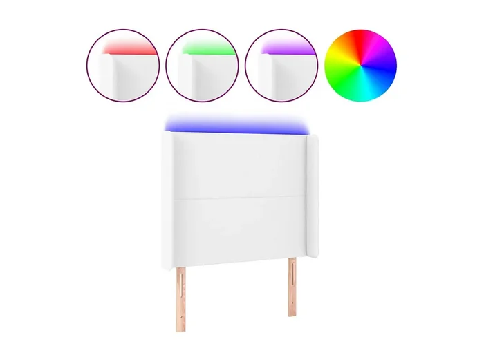 Cabecero con LED cuero sintético blanco 93x16x118/128 cm ES15267