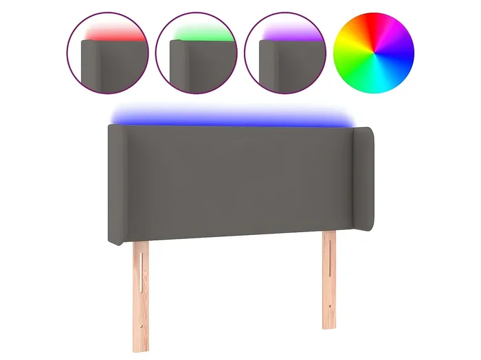 Cabecero con LED cuero sintético gris 83x16x78/88 cm ES95982