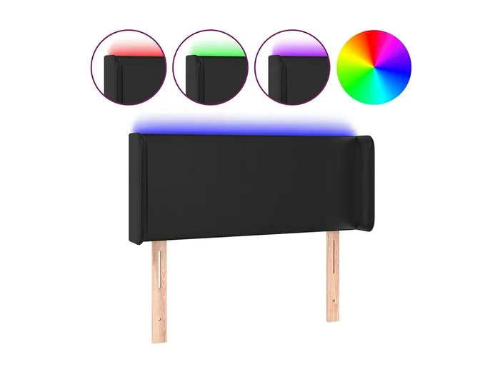 Cabecero con LED cuero sintético negro 103x16x78/88 cm ES35516
