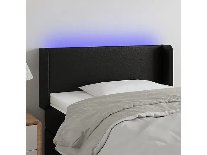 Cabecero con LED cuero sintético negro 103x16x78/88 cm