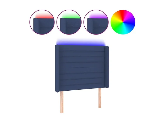 Cabecero con LED de tela azul 103x16x118/128 cm ES69592