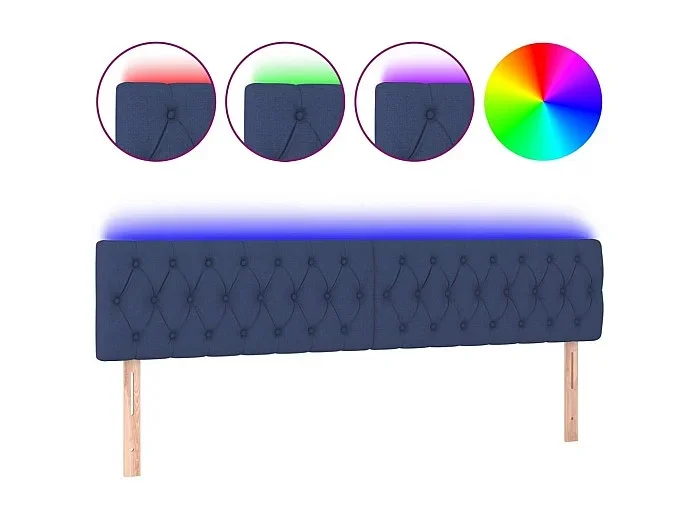 Cabecero con LED de tela azul 200x7x78/88 cm ES36970