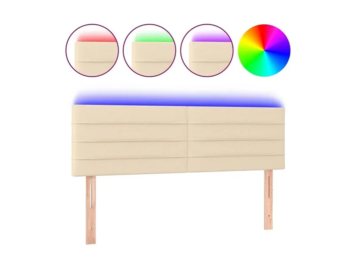Cabecero con LED de tela color crema 144x5x78/88 cm ES54233