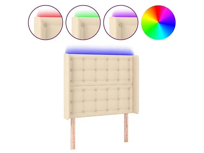 Cabecero con LED de tela color crema 83x16x118/128 cm ES87198