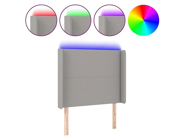 Cabecero con LED de tela gris claro 103x16x118/128 cm ES72098