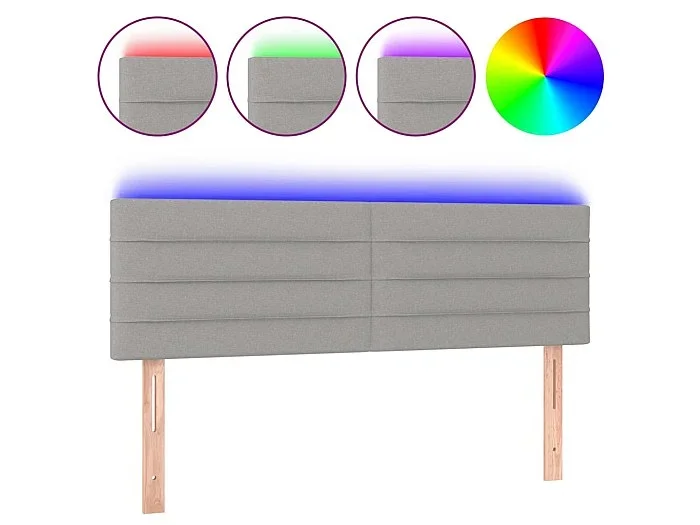 Cabecero con LED de tela gris claro 144x5x78/88 cm ES46185