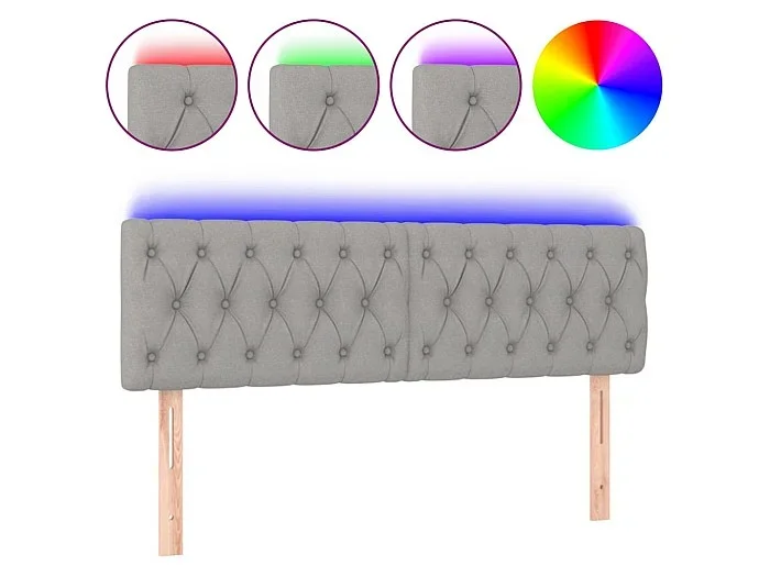 Cabecero con LED de tela gris claro 144x7x78/88 cm ES16268