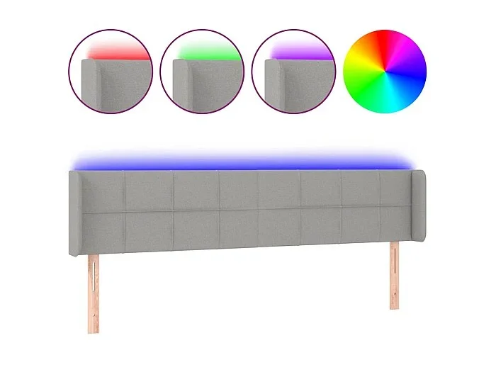 Cabecero con LED de tela gris claro 163x16x78/88 cm ES65151