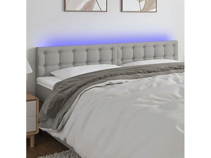 Cabecero con LED de tela gris claro 180x5x78/88 cm