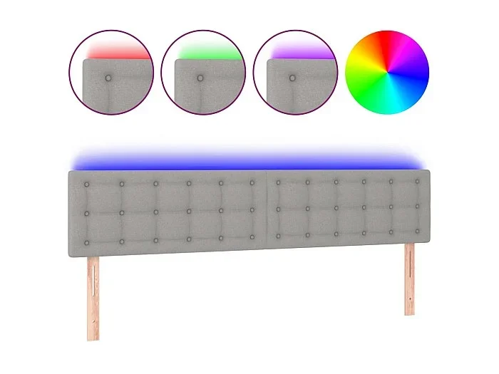 Cabecero con LED de tela gris claro 200x5x78/88 cm ES36105