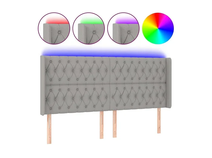 Cabecero con LED de tela gris claro 203x16x118/128 cm ES69173