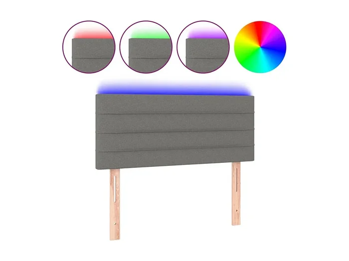 Cabecero con LED de tela gris oscuro 100x5x78/88 cm ES28567