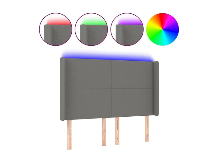 Cabecero con LED de tela gris oscuro 147x16x118/128 cm ES50096