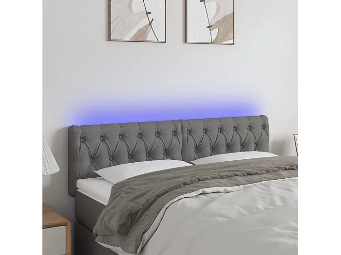 Cabecero con LED de tela gris oscuro 160x7x78/88 cm