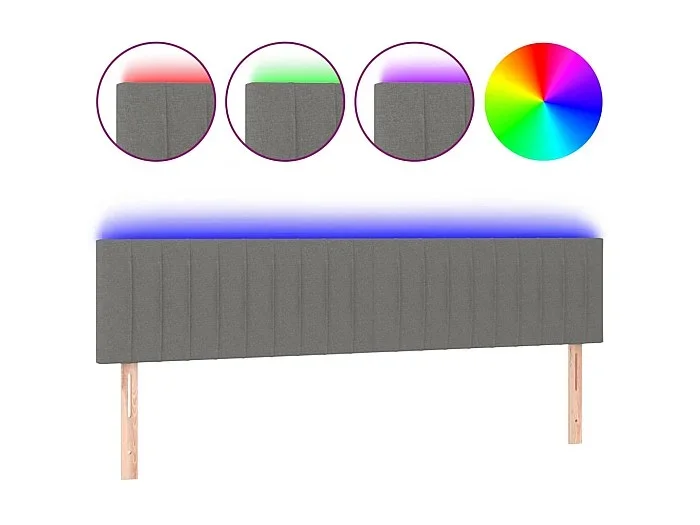 Cabecero con LED de tela gris oscuro 200x5x78/88 cm ES38706
