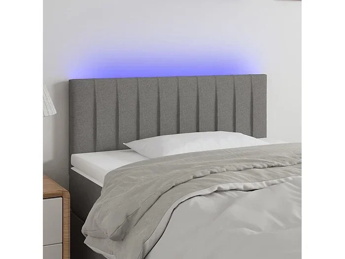 Cabecero con LED de tela gris oscuro 90x5x78/88 cm