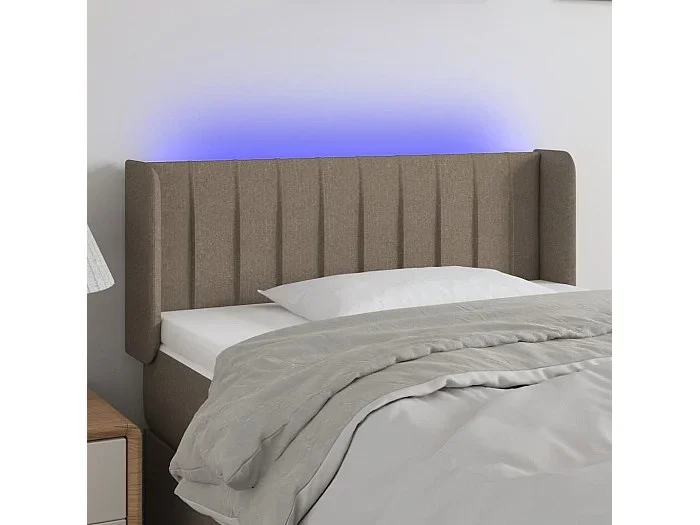 Cabecero con LED de tela gris taupe 103x16x78/88 cm