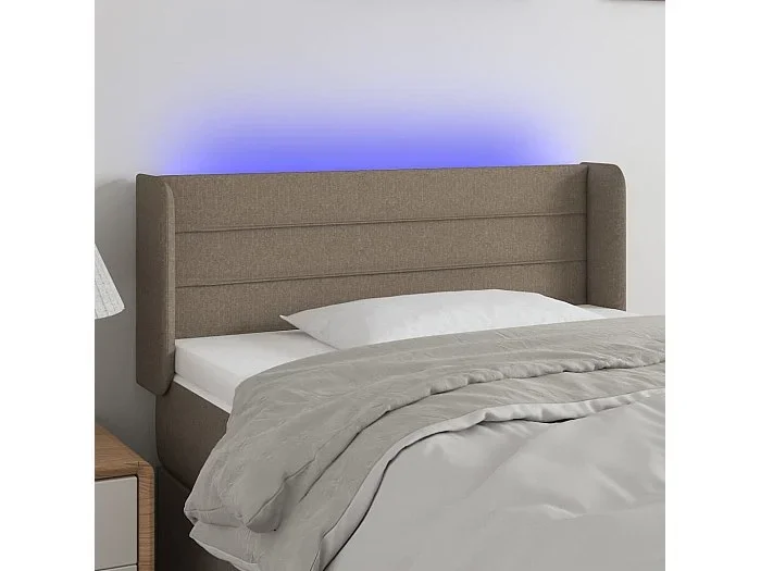 Cabecero con LED de tela gris taupe 103x16x78/88 cm