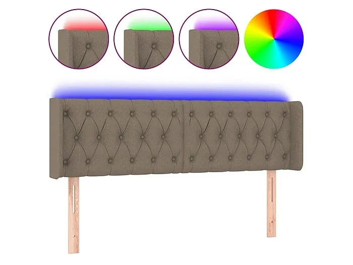 Cabecero con LED de tela gris taupe 163x16x78/88 cm ES96798