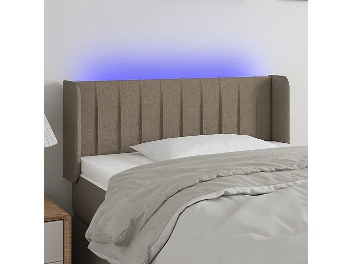 Cabecero con LED de tela gris taupe 83x16x78/88 cm
